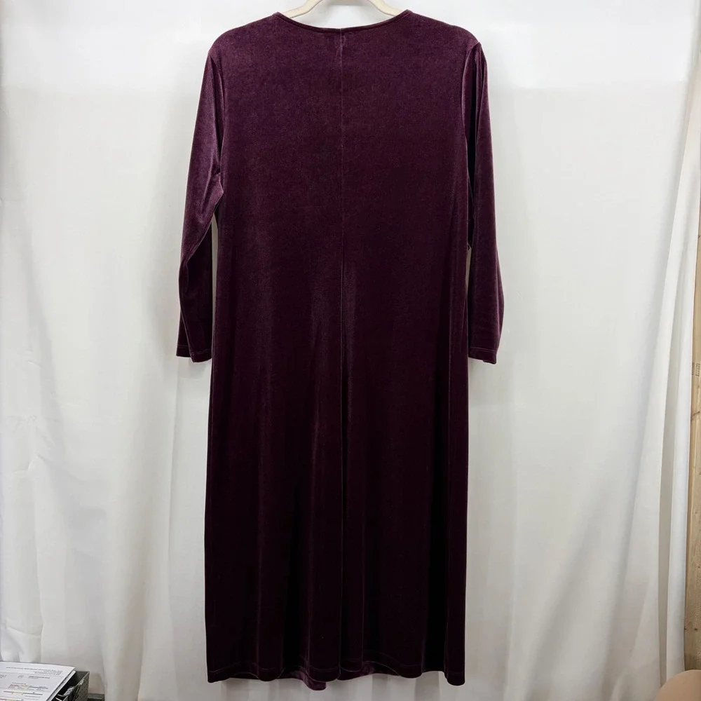 Lands End Womens Size 14/16 Velvet Twist Front V-Neck Midi Dress Plum Purple - Picture 5 of 6